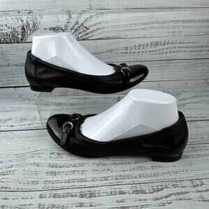 AGL Monika Womens EU 38 US 7.5-8 Flats Black Leather Silver Buckle